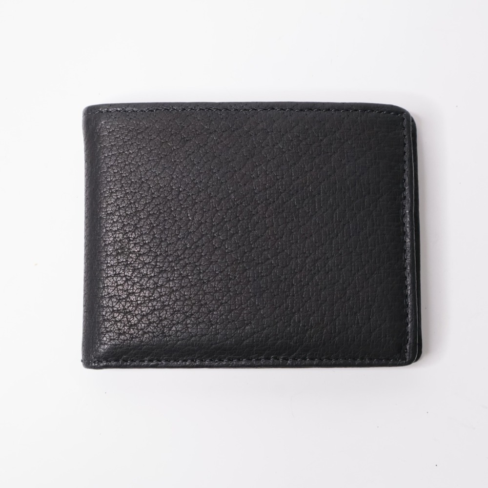John Weitz Mens Black Pebbled Genuine Leather Bifold Wallet ID‎ Window VTG NOS